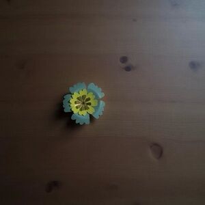 Rare Metal Craft Blue and Green Flower Brooch